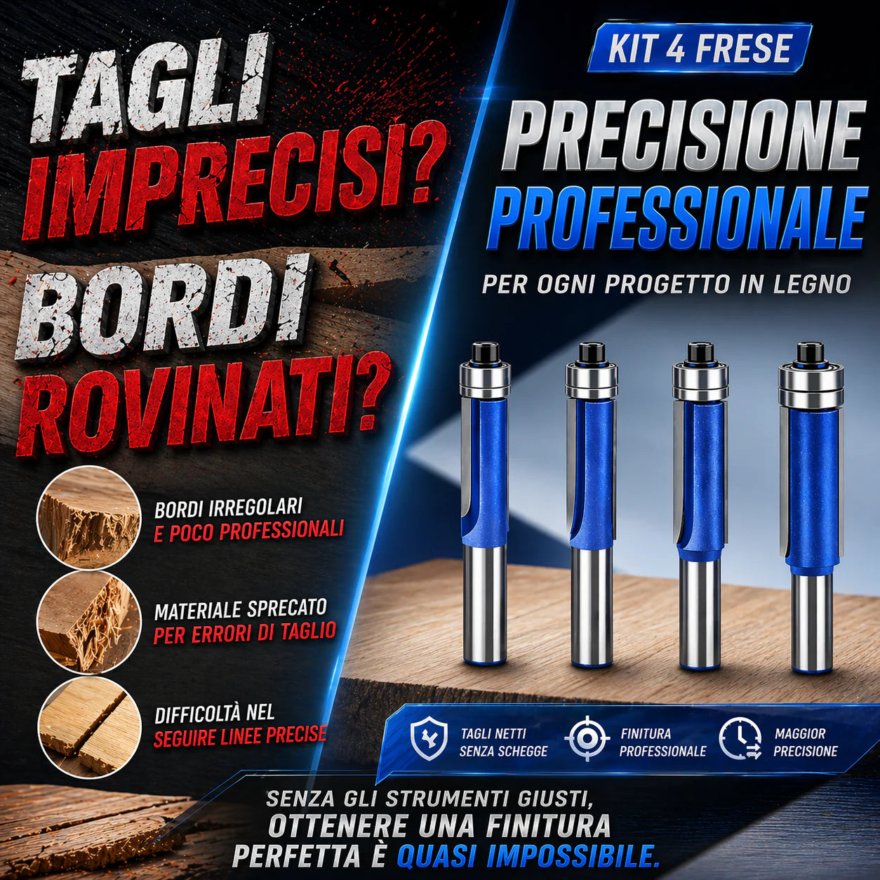 Set 4 Frese a Spianare – Doppio Cuscinetto🛠️