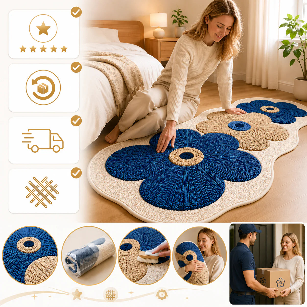 Tappeto Floreale Decorativo Antiscivolo