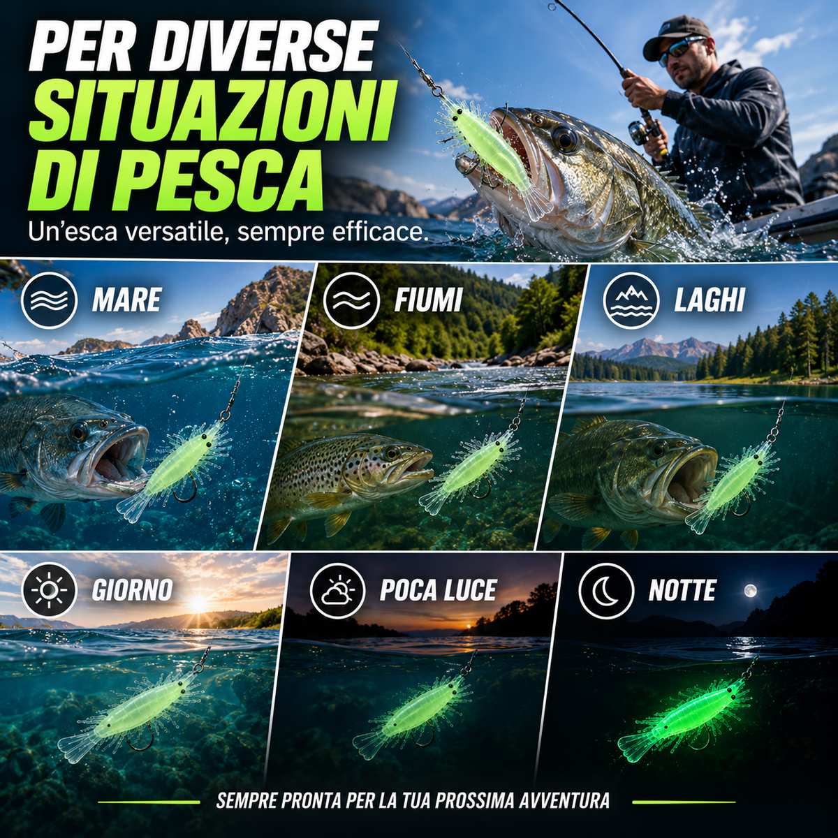 Gambero Artificiale – Esca Soft Bait Fosforescente