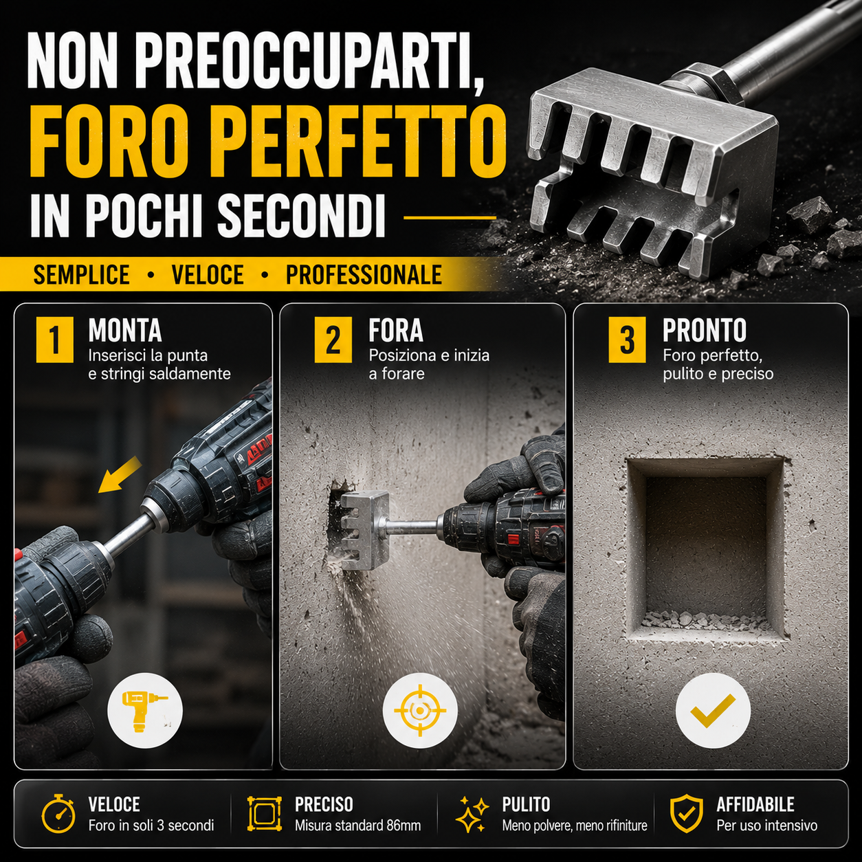 💥Punta Professionale 86MM per Scatole Elettriche💥