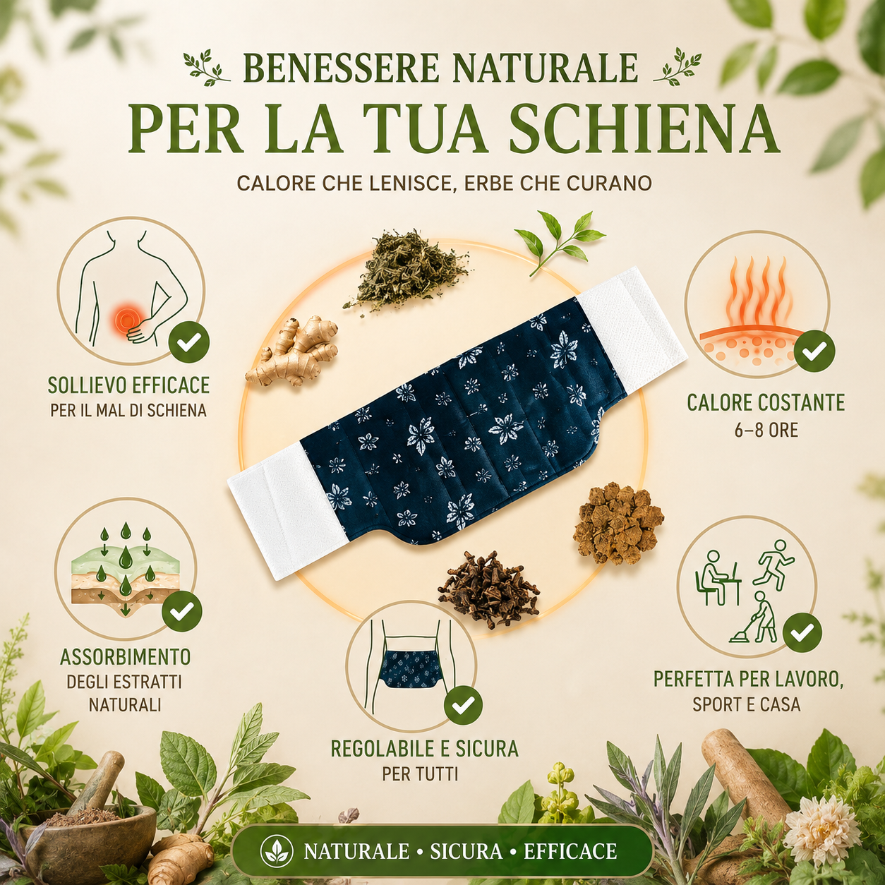 💥Cerotto Autoriscaldante alle Erbe per Schiena e Addome💥