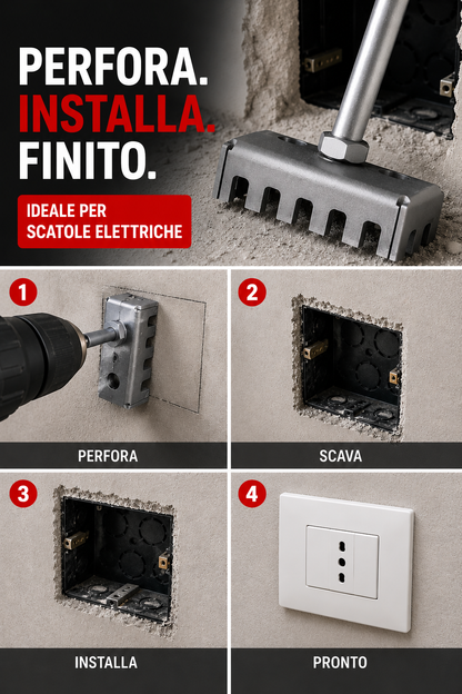 Fresa quadrata professionale per scasso muro, tracciatura tracce impianti elettrici e foro scatola 86