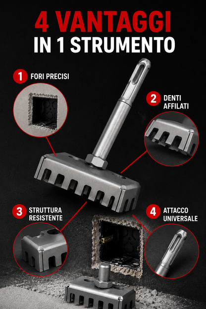 Fresa quadrata professionale per scasso muro, tracciatura tracce impianti elettrici e foro scatola 86