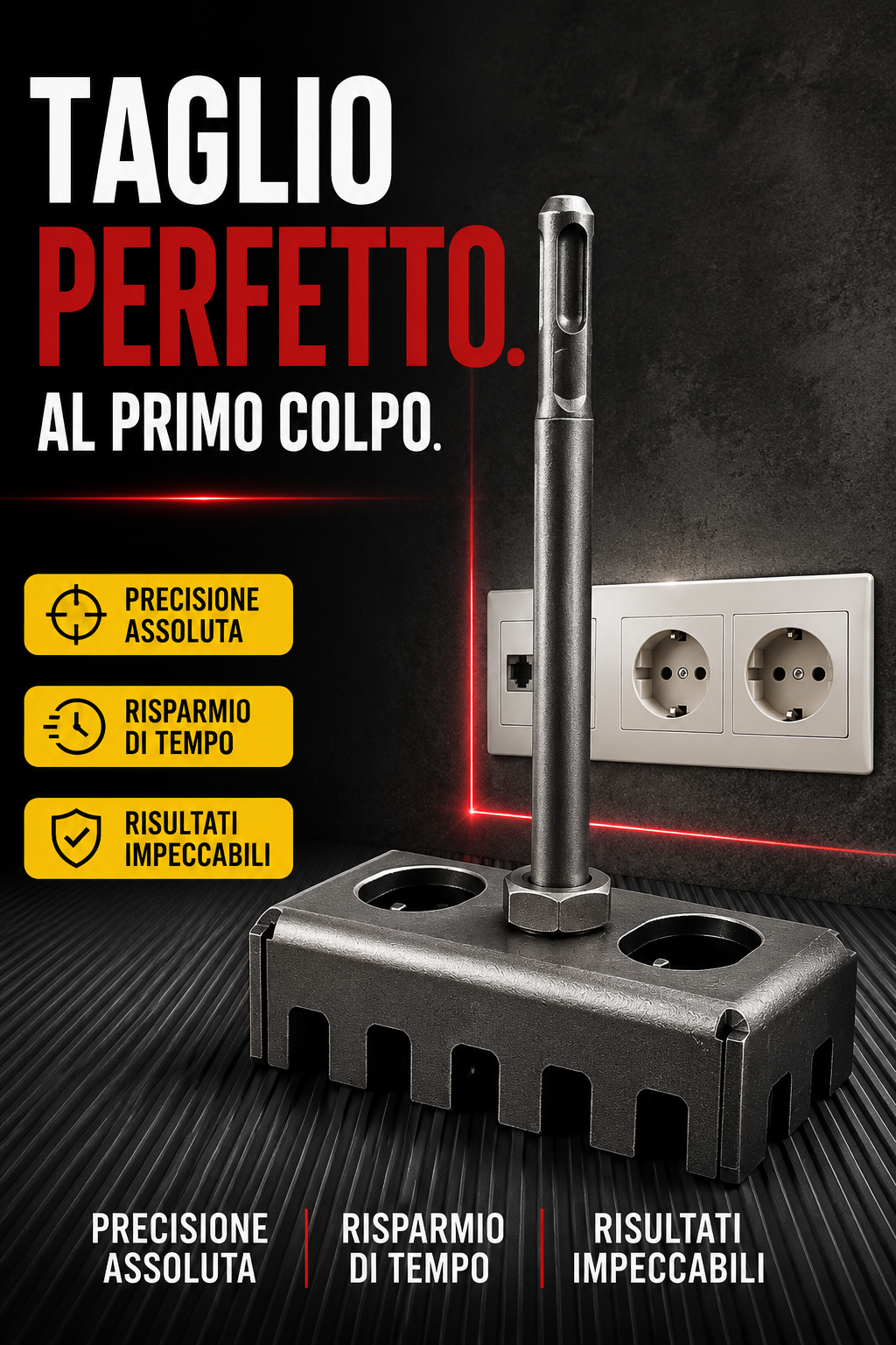 Fresa quadrata professionale per scasso muro, tracciatura tracce impianti elettrici e foro scatola 86