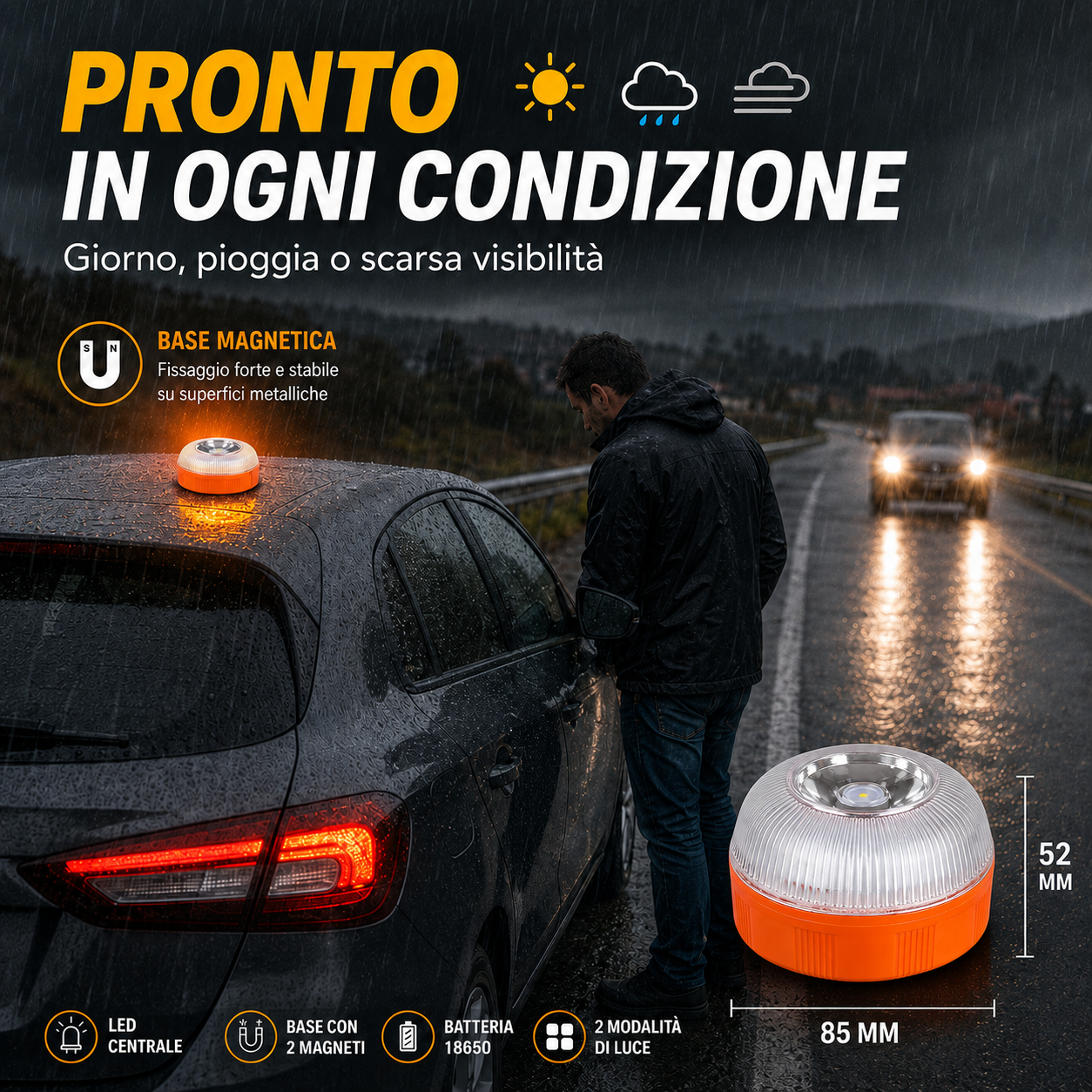 Luce di Emergenza Magnetica per Auto