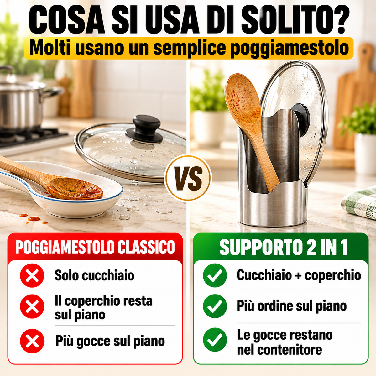 Portacoperchi e Portautensili da Cucina in Acciaio Inox 304