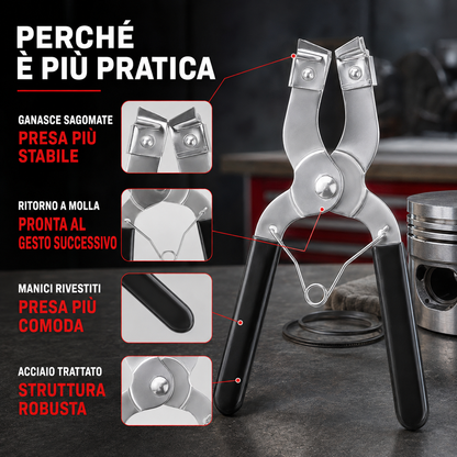 Pinza per Montaggio e Rimozione Fasce Elastiche del Pistone