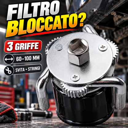 🔥 ESTRATTORE FILTRO OLIO 3 GRIFFE 60–100 MM