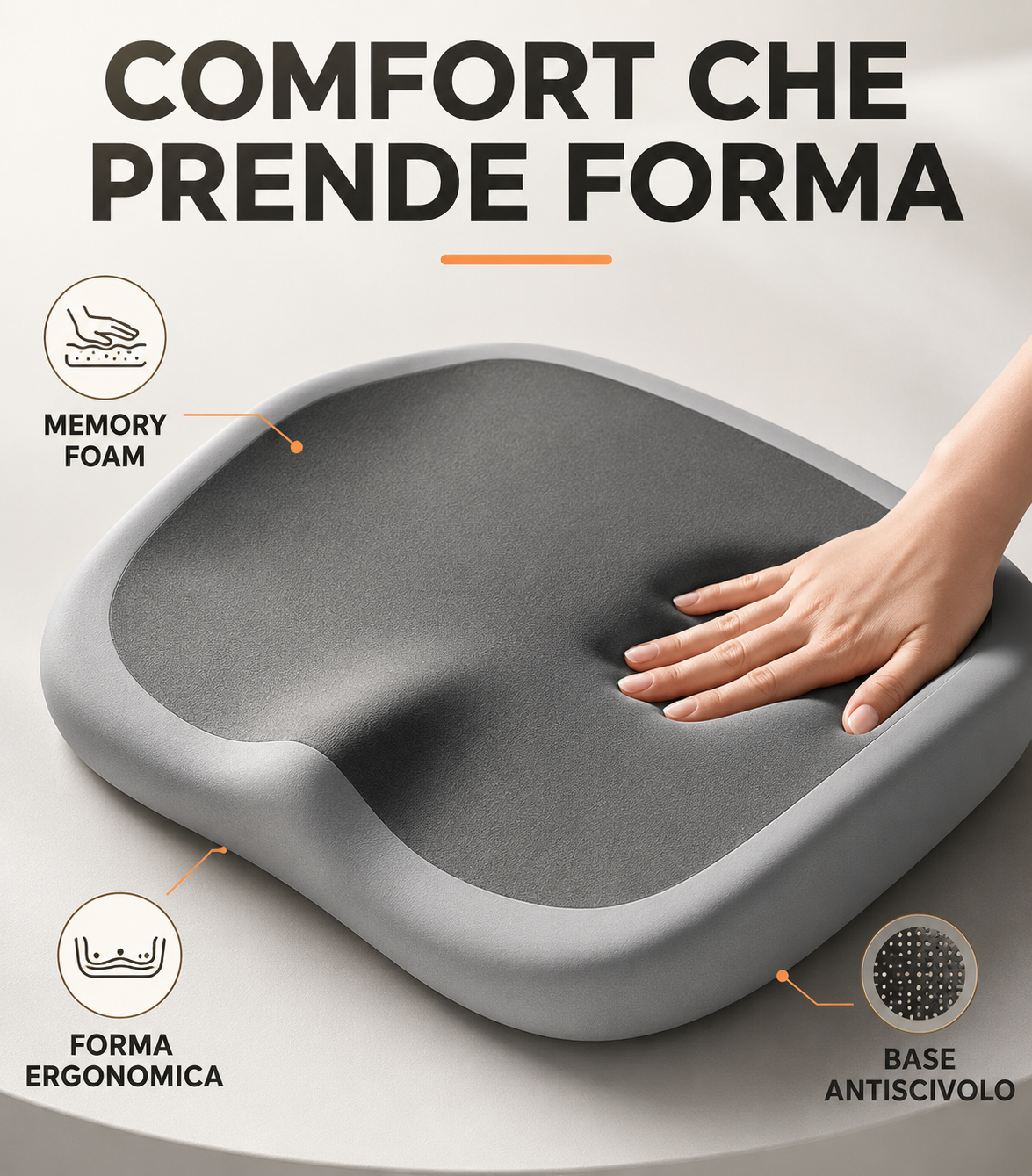 Cuscino ergonomico da seduta in memory foam