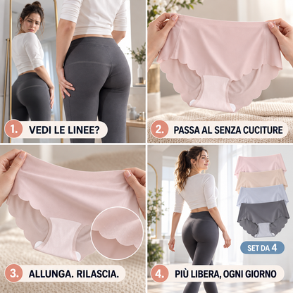 Set 4 Slip Donna Senza Cuciture Effetto Seta di Ghiaccio