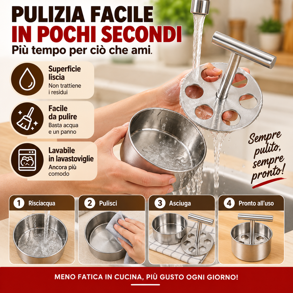 Stampo per Polpette in Acciaio Inox – 6 Polpette in un Colpo!