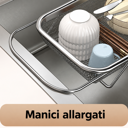 CESTELLO SCOLATUTTO PREMIUM ESTENSIBILE IN ACCIAIO INOX 304