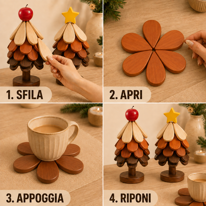 Sottopentola decorativo 2 in 1 in legno a forma di albero di Natale