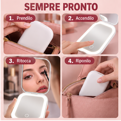 Lo specchio LED compatto che porti sempre con te.