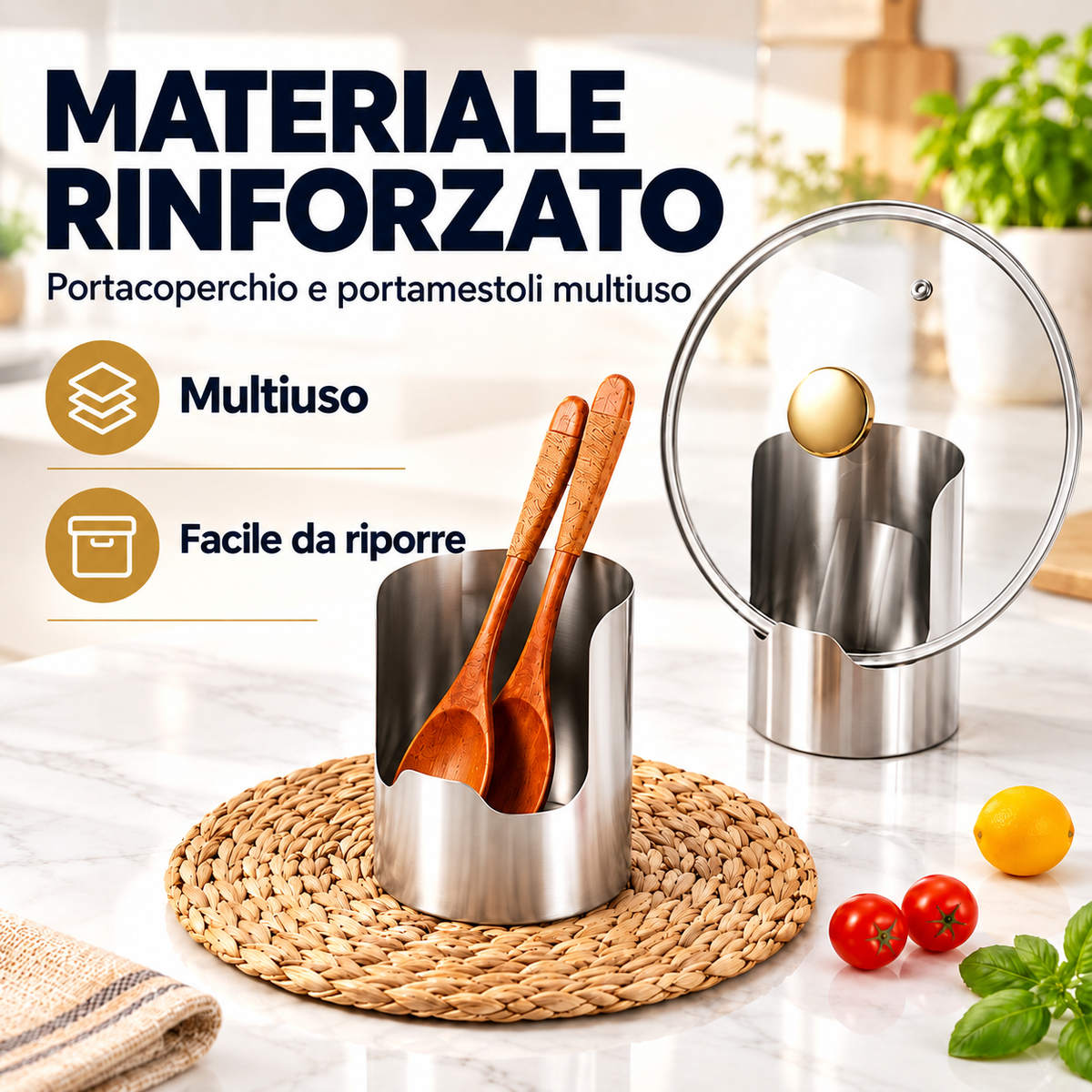 Portacoperchi e Portautensili da Cucina in Acciaio Inox 304
