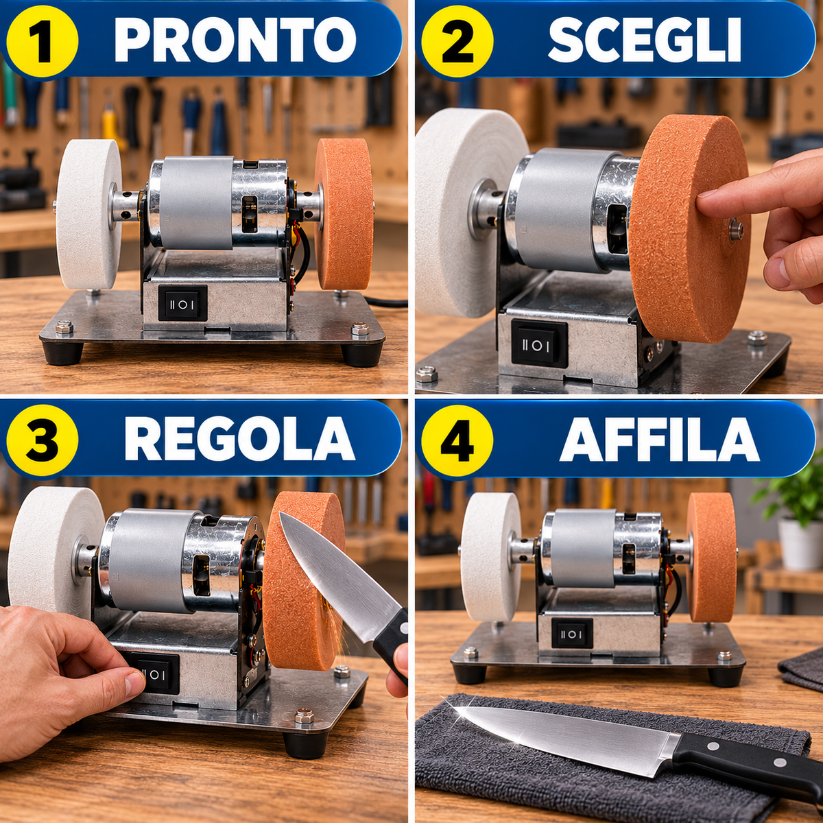 Affila in modo facile, rapido e pratico. Compatta e sempre pronta all’uso.