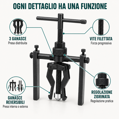 Estrattore Professionale a 3 Ganasce Reversibili per Cuscinetti