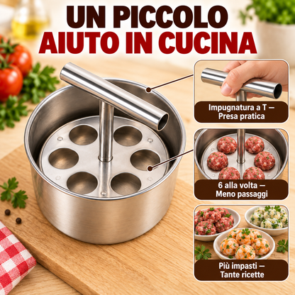 Stampo per Polpette in Acciaio Inox – 6 Polpette in un Colpo!