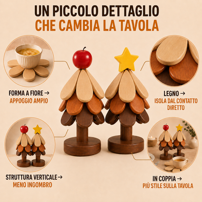 Sottopentola decorativo 2 in 1 in legno a forma di albero di Natale