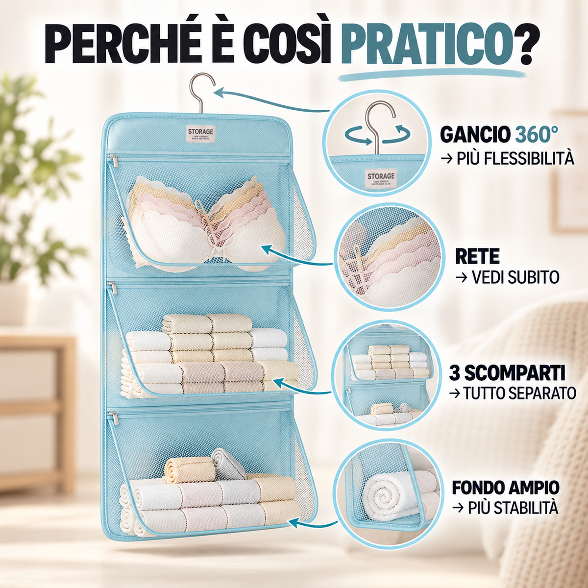 Organizer da Armadio a 3 Livelli
