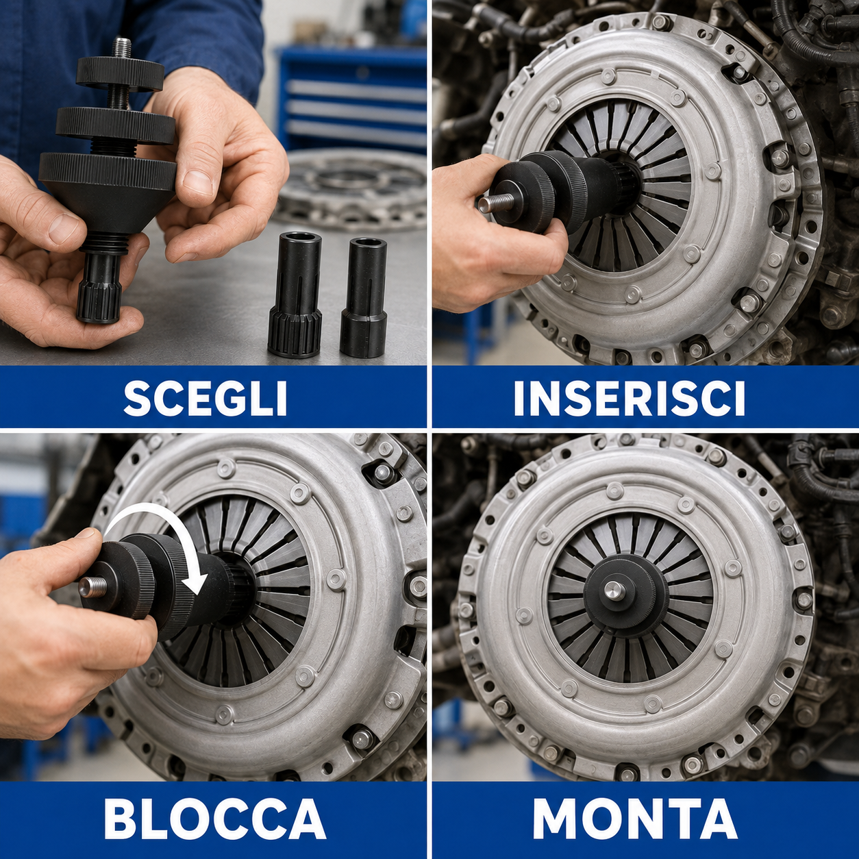 Centratore per Disco Frizione – 3 Espansori Intercambiabili