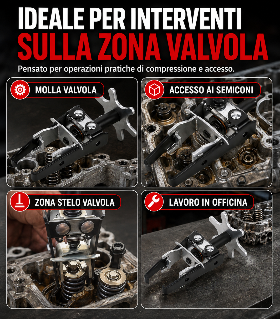 Compressore regolabile per molle valvole motore