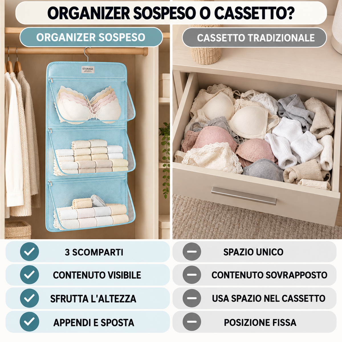 Organizer da Armadio a 3 Livelli