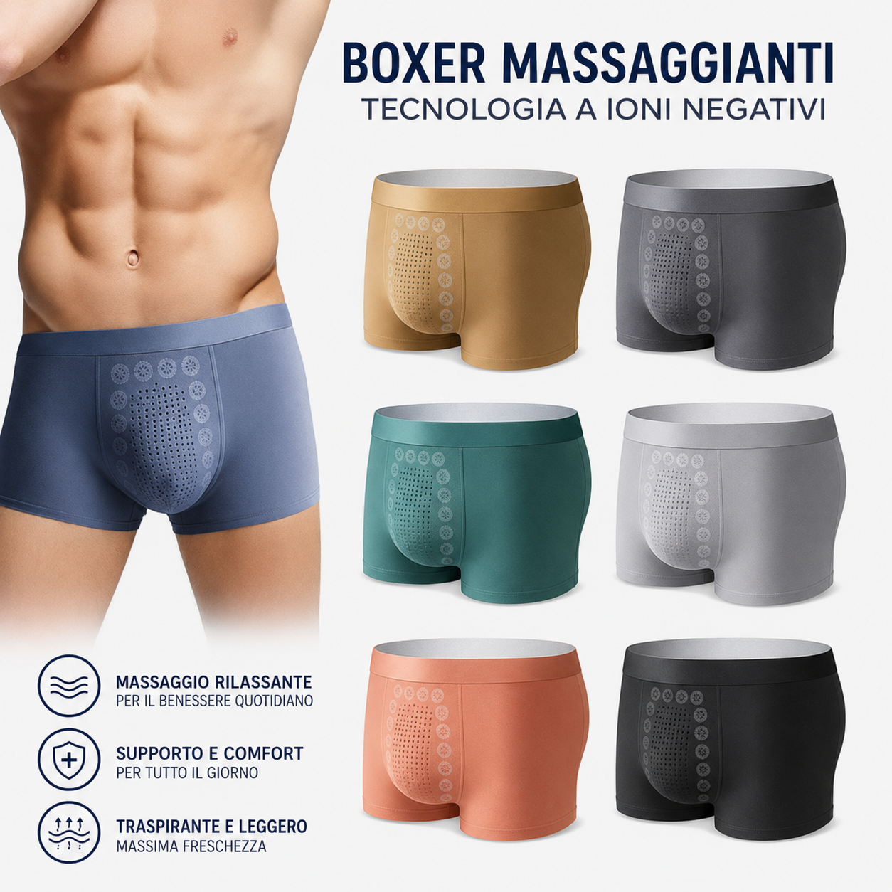 Boxer uomo in seta di ghiaccio antibatterico fresco