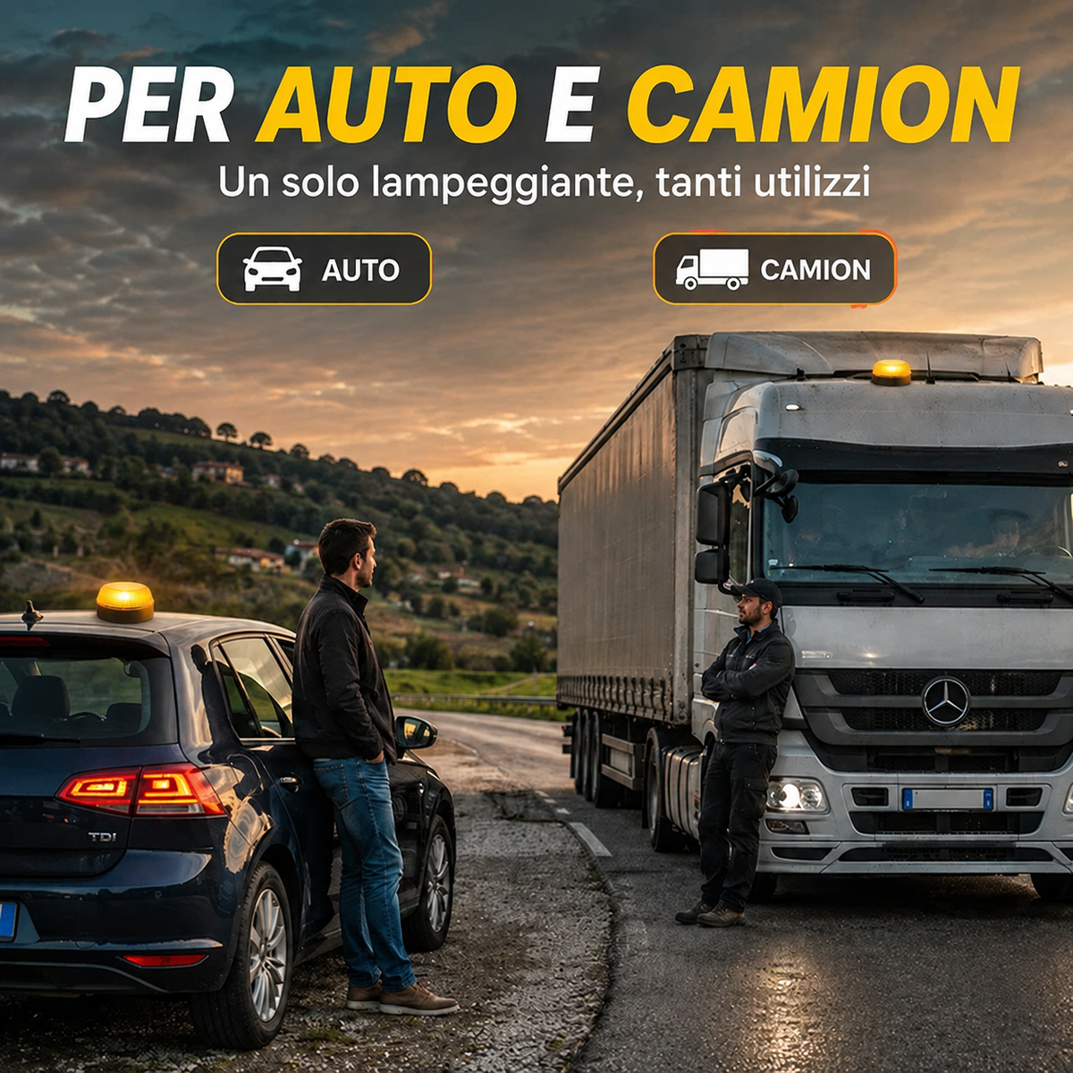 🚨Lampeggiante LED di Emergenza per Auto e Camion