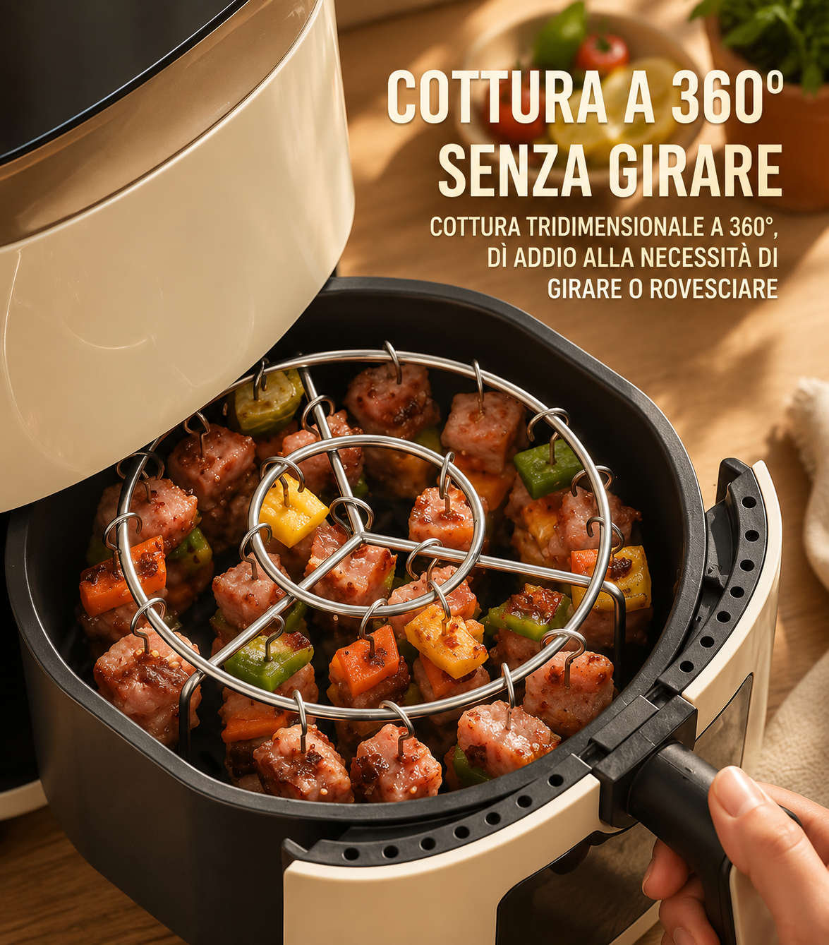 Spiediniere Acciaio Inox Friggitrice ad Aria con Cottura 360 Gradi