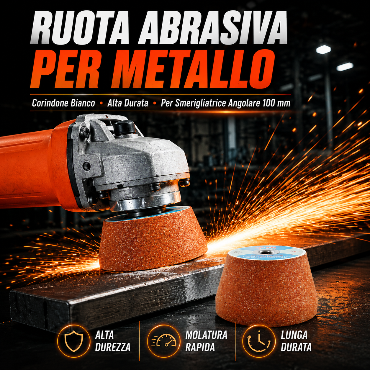Mola Abrasiva a Tazza per Smerigliatrice Angolare – Per Ghisa, Acciaio Inox e Metalli