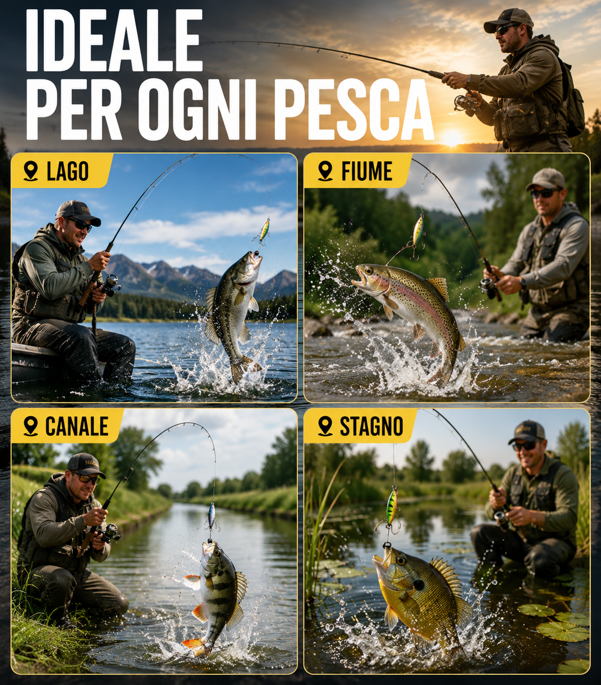 Kit Completo Pesca Ultra Light UL Con 56 Pezzi