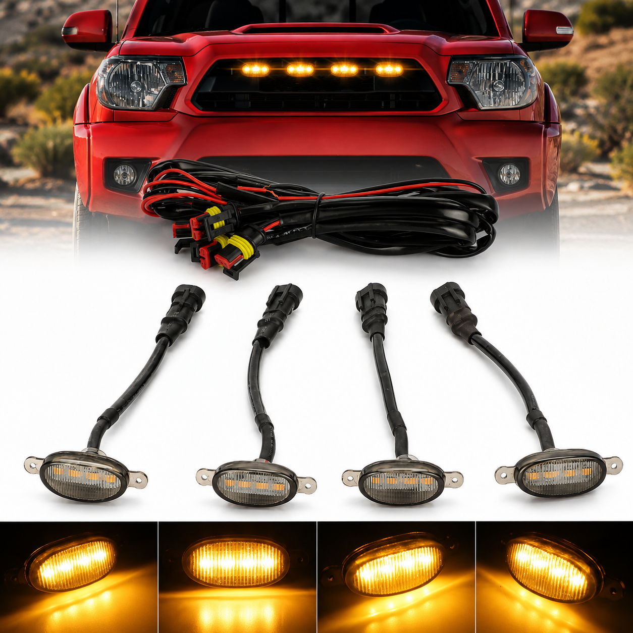 Kit Luci LED Griglia AUTO MT 4 Pezzi Ambra