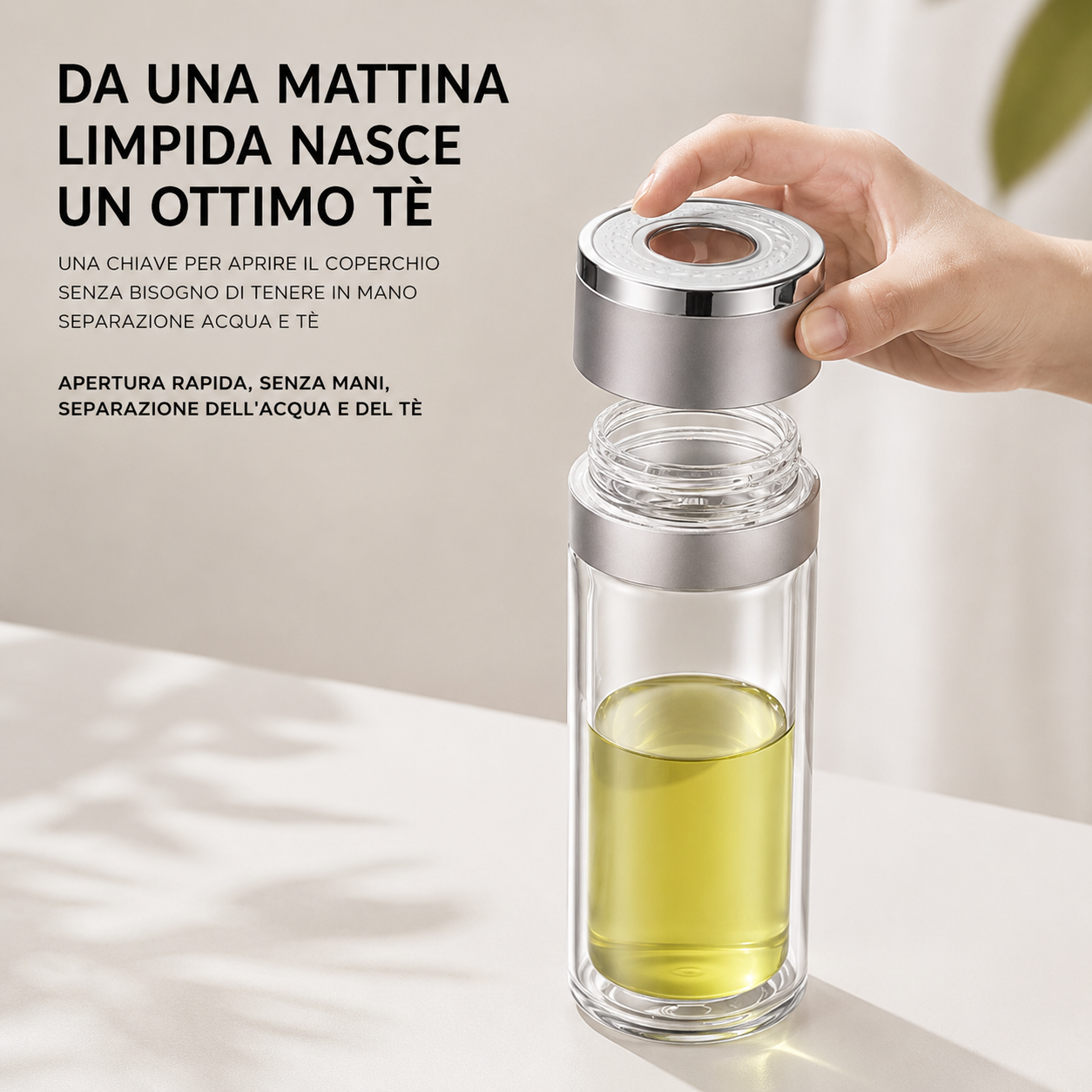 Bottiglia Termica in Vetro per Tè con Scatto