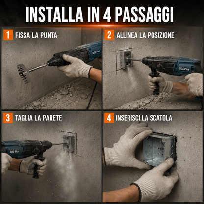 Fresa quadrata per foratura scatole elettriche da parete