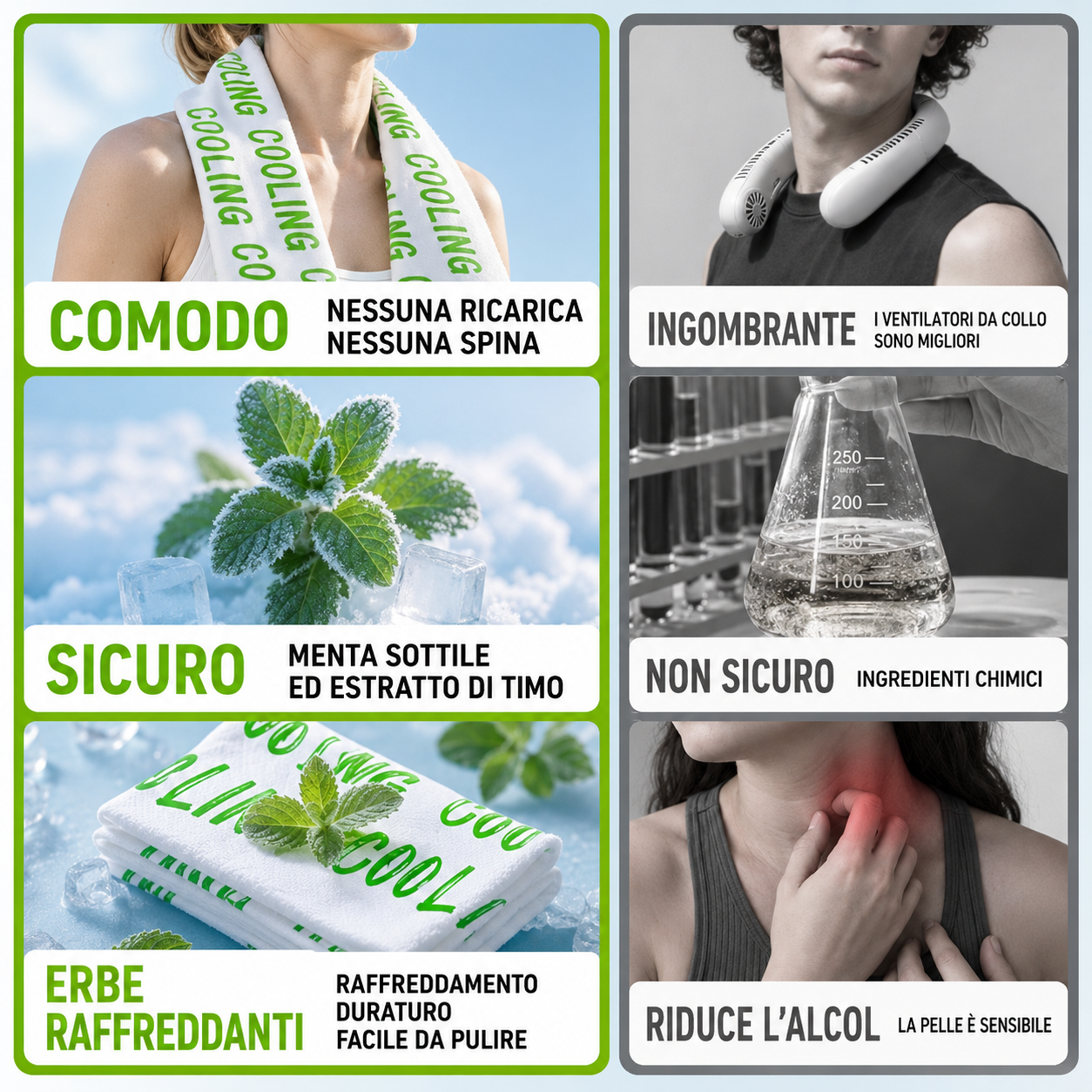 Salviette rinfrescanti sportive -3°C a raffreddamento rapido