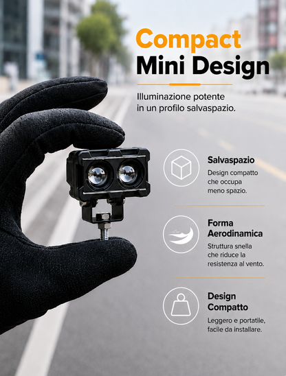 Faretti LED Moto Trattamento Mini Universali 12V 60W