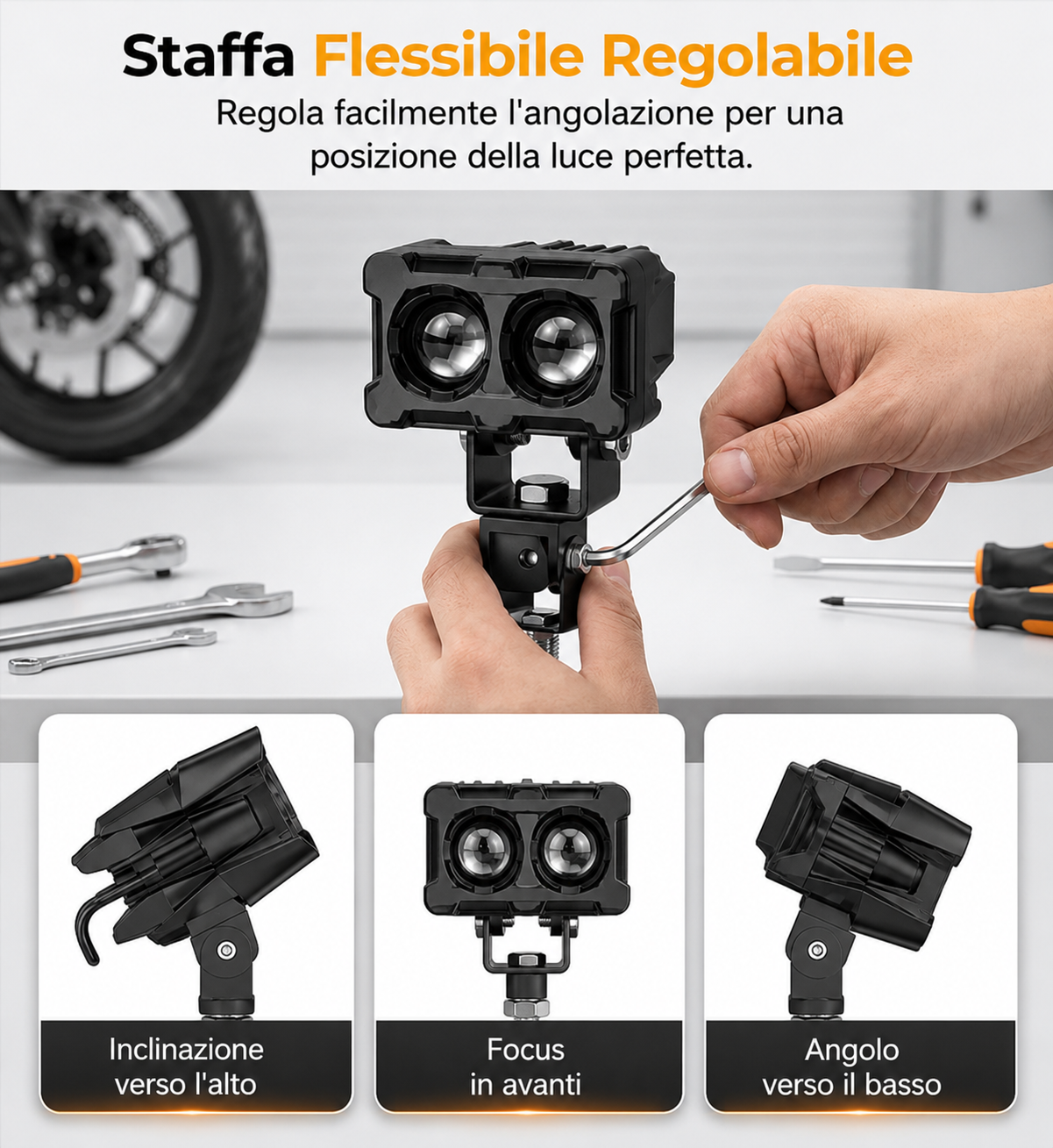 Faretti LED Moto Trattamento Mini Universali 12V 60W