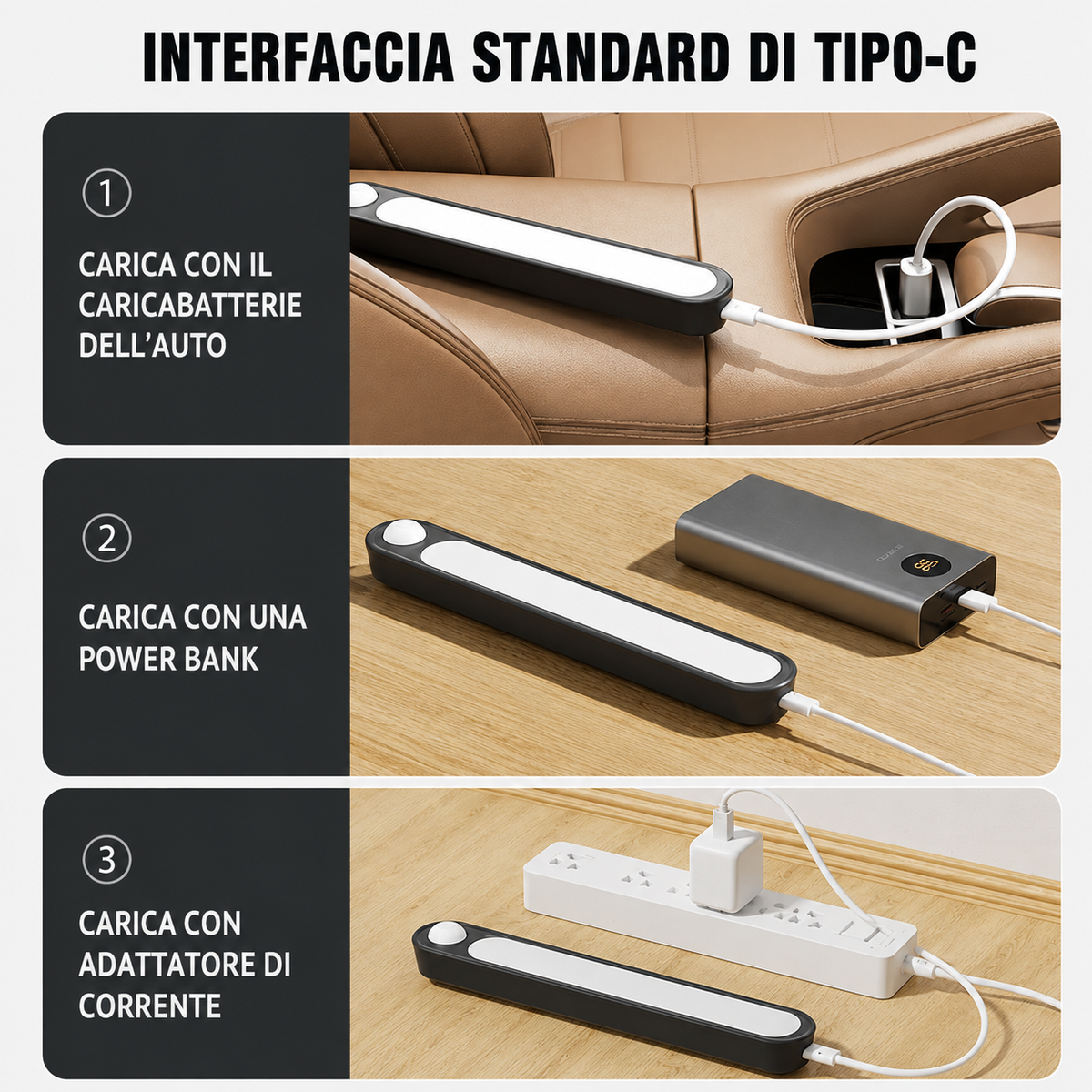 Luce LED a rilevamento automatico per bagagliaio auto