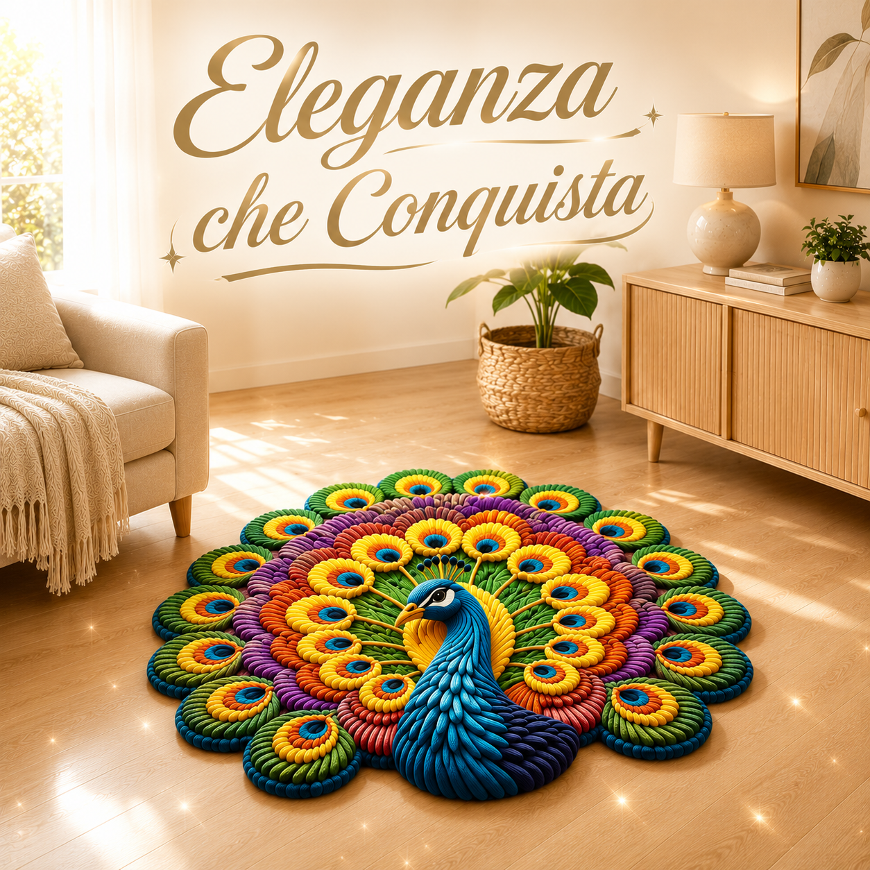 Tappeto Pavone Eleganza 3D