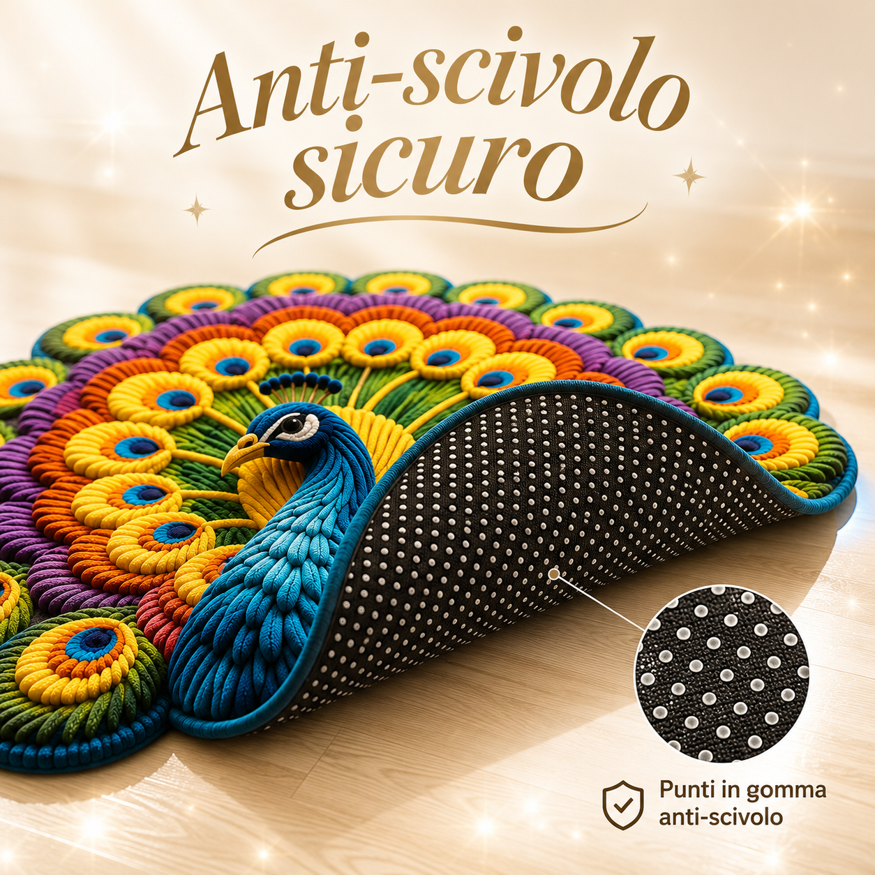 Tappeto Pavone Eleganza 3D