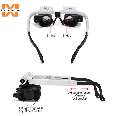 Lente d'ingrandimento a occhiali con luce LED