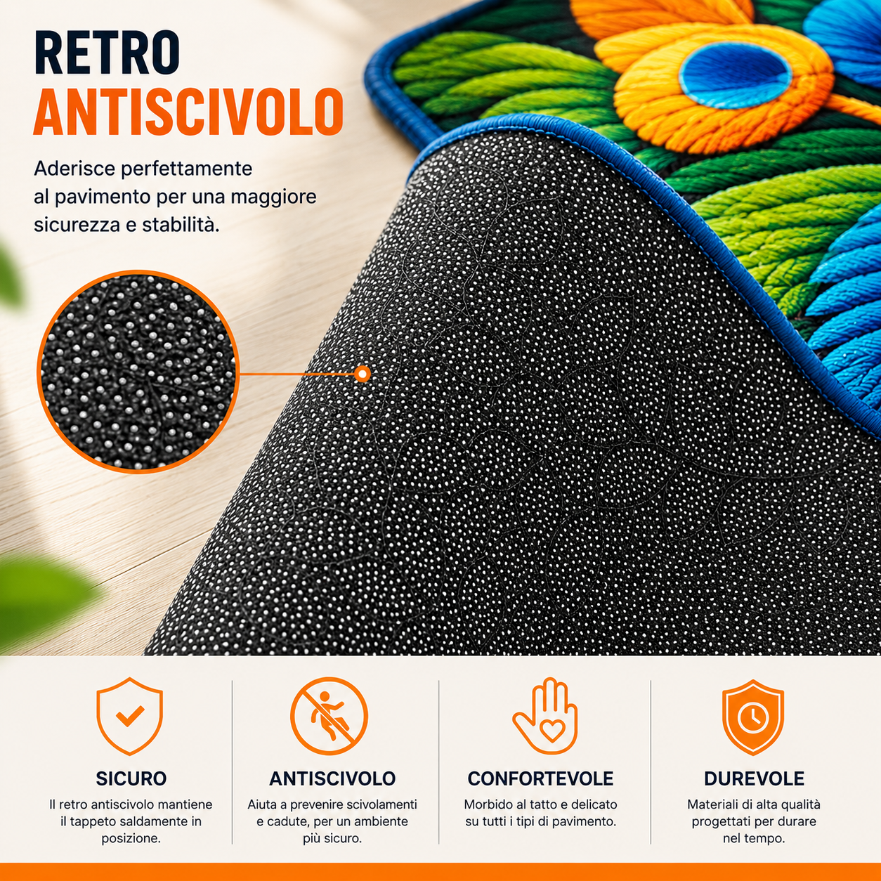 Tappeto Pavone 3D Premium