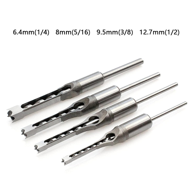 Kit Professionale per Fori Quadrati nel Legno – 4 Misure