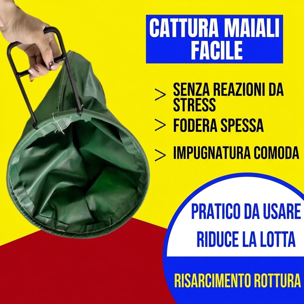 Cappuccio conico per spostamento e cattura suini