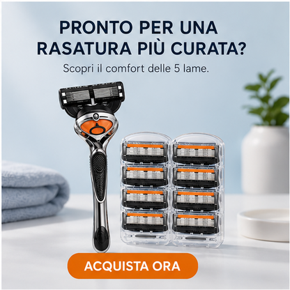 Rasoio Gillette a 5 lame per barba e cura del viso.