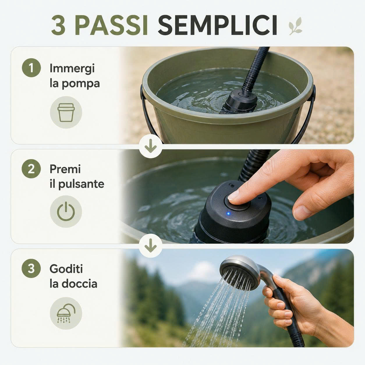 Doccia Portatile Elettrica per Campeggio e Viaggio